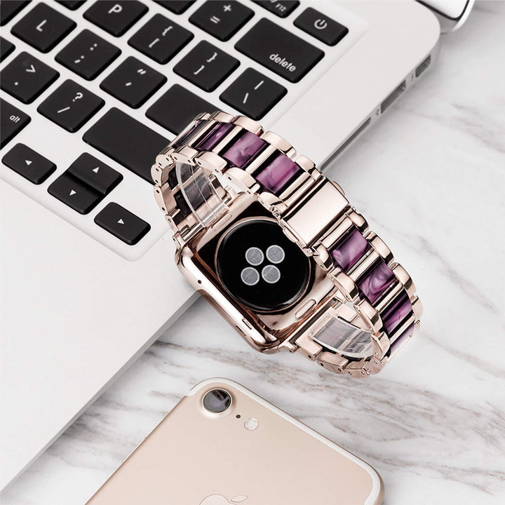 Marbled Resin Stainless Steel Watch Band