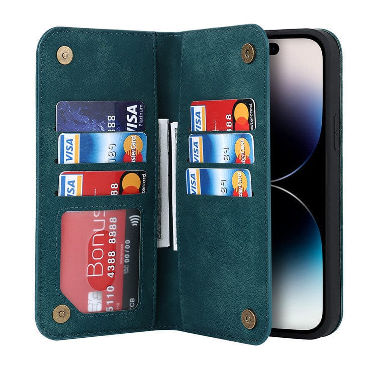 Leather Wallet Phone Case With Magnetic Charging iPhone 12 Mini / Blue CM2022112 Mini9-C-01-iPhone 12 Mini-Blue