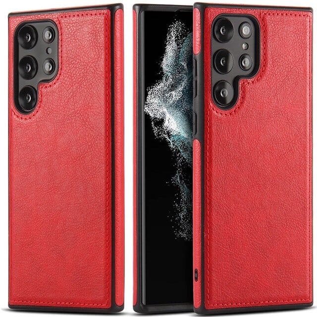 Slim Leather Case For Samsung Galaxy Galaxy S22 / Red CM20220412-A-01-S22-Red