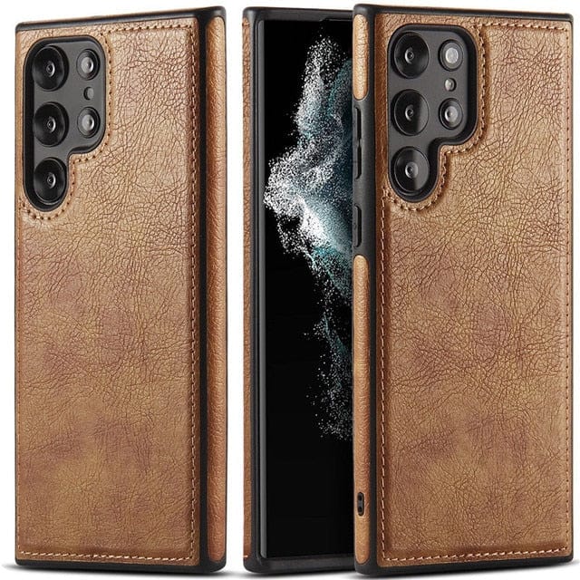 Slim Leather Case For Samsung Galaxy Galaxy S22 / Brown CM20220412-A-01-S22-Brown
