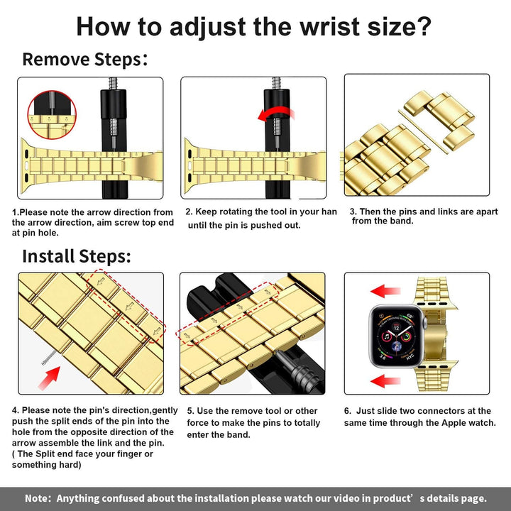 Stainless Steel Watch Band + FREE Band Adjuster Tool