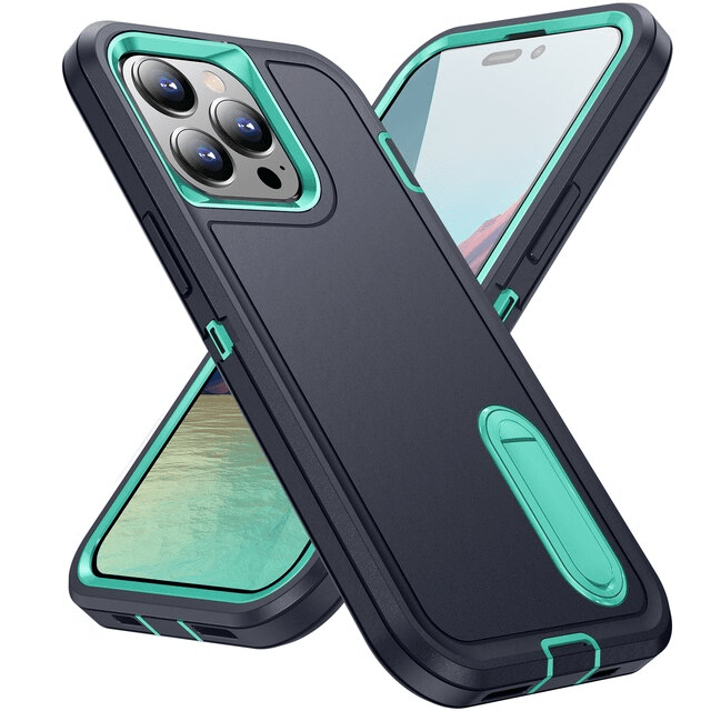 Shockproof Kickstand Phone Case iPhone 14 / Dark Blue & Green CM20230201-E-05-iPhone 14-Blue+Green
