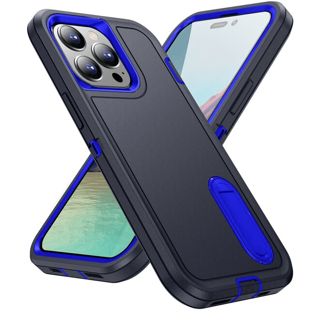 Shockproof Kickstand Phone Case iPhone 14 / Dark Blue & Blue CM20230201-E-05-iPhone 14-Dark Blue+Blue