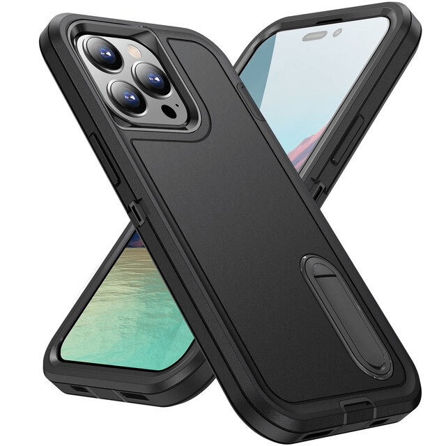 Shockproof Kickstand Phone Case iPhone 14 / Black CM20230201-E-05-iPhone 14-Black
