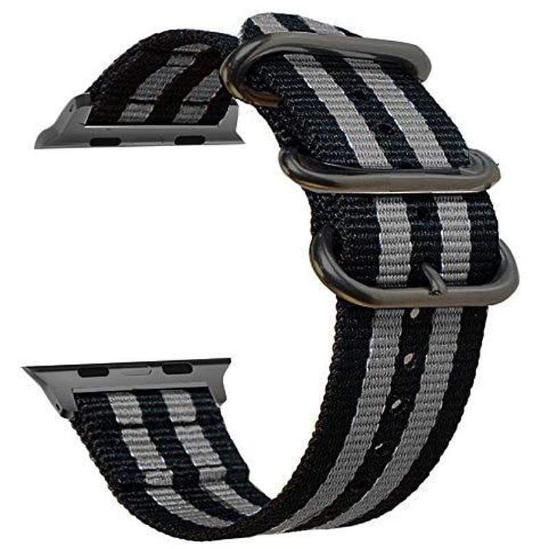 Buckle Nylon Watch Band Black Gray / 38mm / 40mm / 41mm DP190110S13