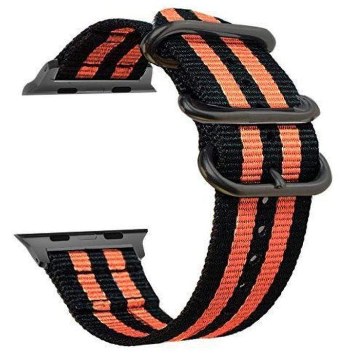 Buckle Nylon Watch Band Black Orange / 38mm (Series 1, 2 & 3)
