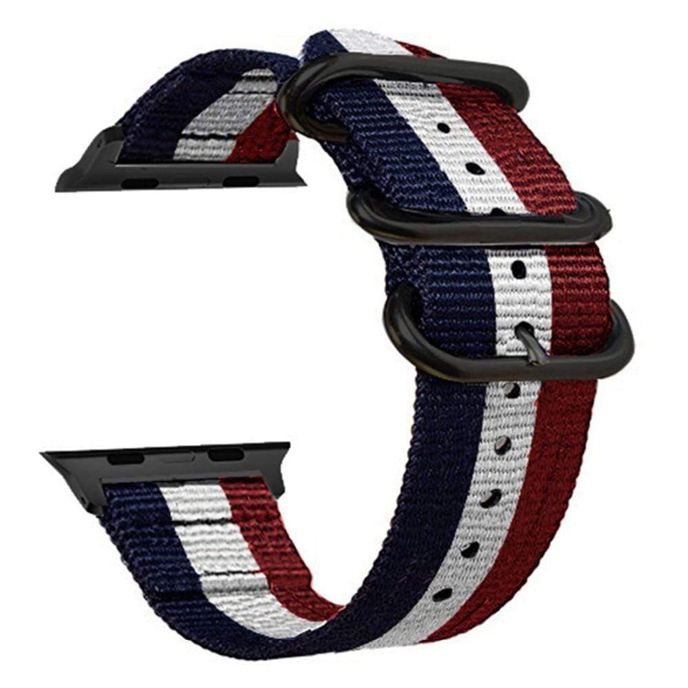 Buckle Nylon Watch Band Blue White Red / 38mm / 40mm / 41mm DP190110S09