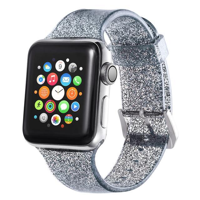 Glitter Silicone Watch Band Black / 38mm, 40mm & 41mm DP190504S07