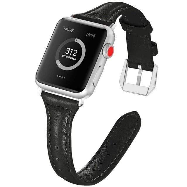 Slim Leather Watch Band Black / 38mm / 40mm / 41mm DP190706S05