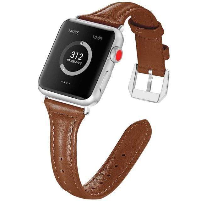 Slim Leather Watch Band Brown / 38mm / 40mm / 41mm DP190706S15
