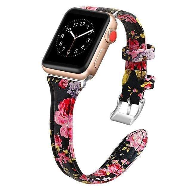 Slim Leather Watch Band Flower 1 / 38mm / 40mm / 41mm DP190706S07
