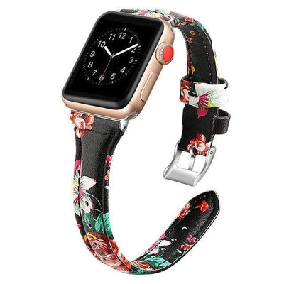 Slim Leather Watch Band Flower 2 / 38mm (Series 1, 2 & 3)