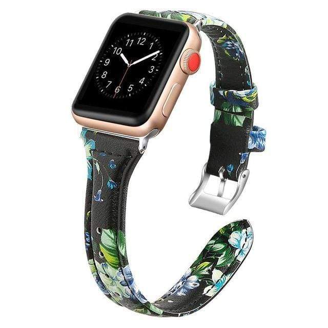 Slim Leather Watch Band Flower 3 / 38mm / 40mm / 41mm DP190706S09