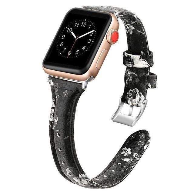 Slim Leather Watch Band Flower 4 / 38mm / 40mm / 41mm DP190706S10
