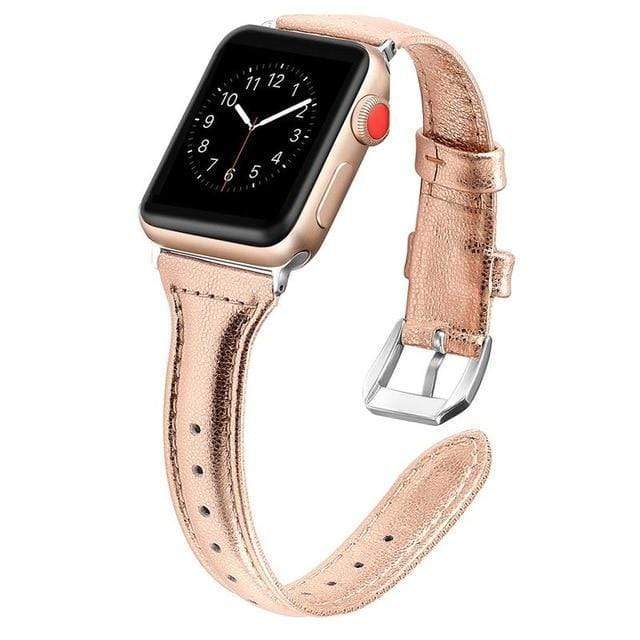 Slim Leather Watch Band Gold / 38mm / 40mm / 41mm DP190706S11
