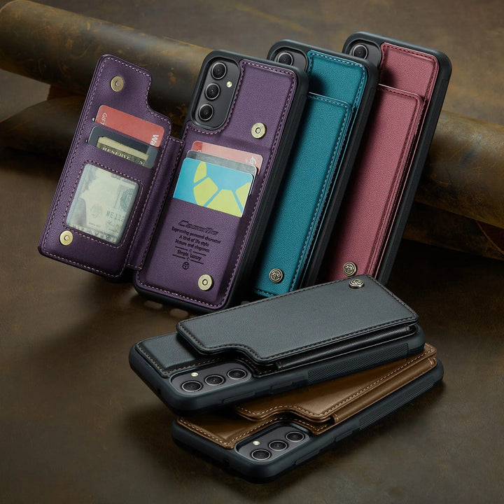RFID Flip Leather Wallet Case For Samsung A Series