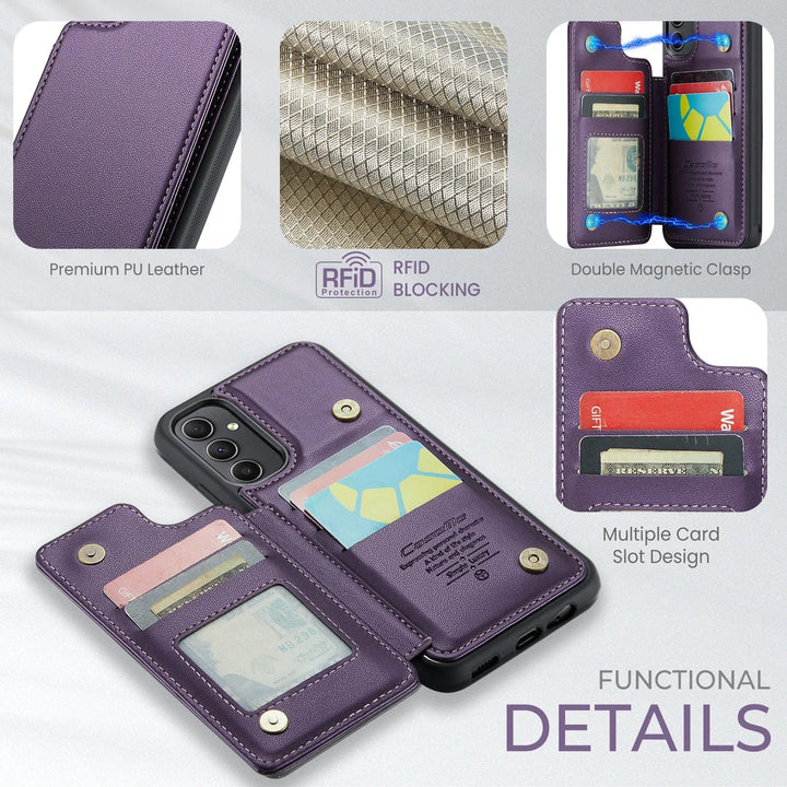 RFID Flip Leather Wallet Case For Samsung A Series