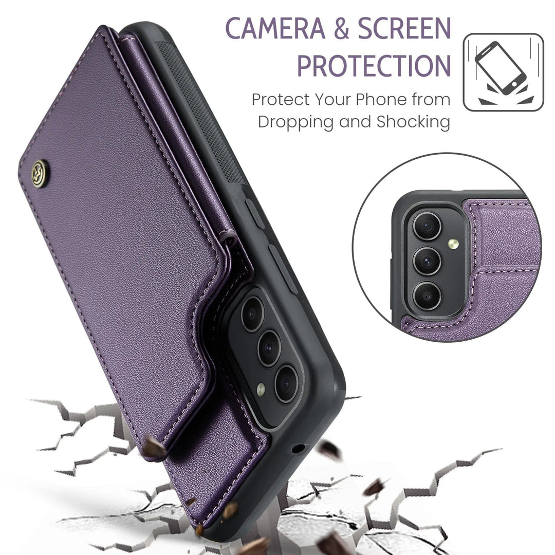RFID Flip Leather Wallet Case For Samsung A Series