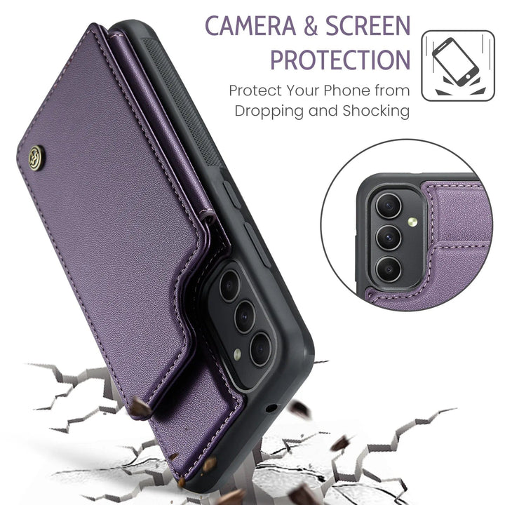 RFID Flip Leather Wallet Case For Samsung A Series