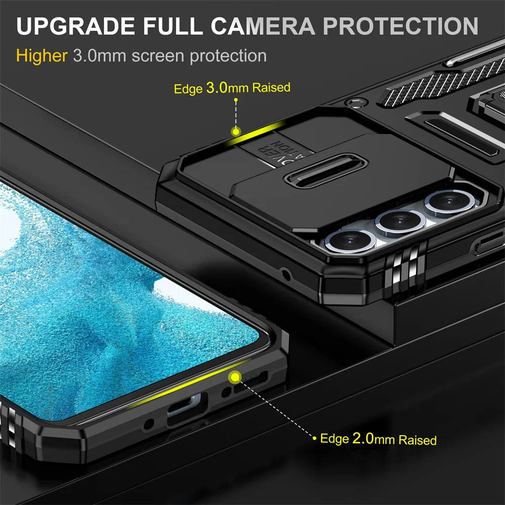 Magnetic Case With Kickstand & Camera Cover For Samsung A Series