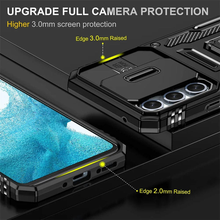 Magnetic Case With Kickstand & Camera Cover For Samsung A Series