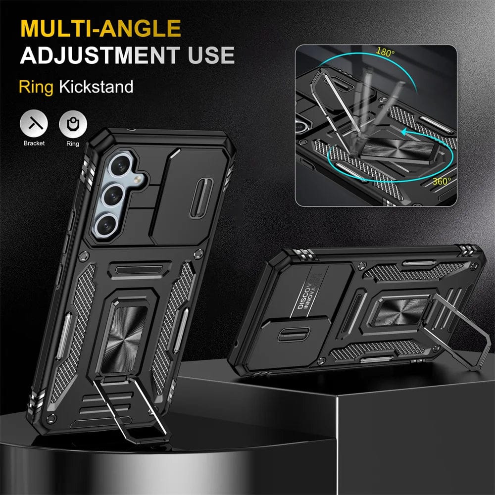 Magnetic Case With Kickstand & Camera Cover For Samsung A Series