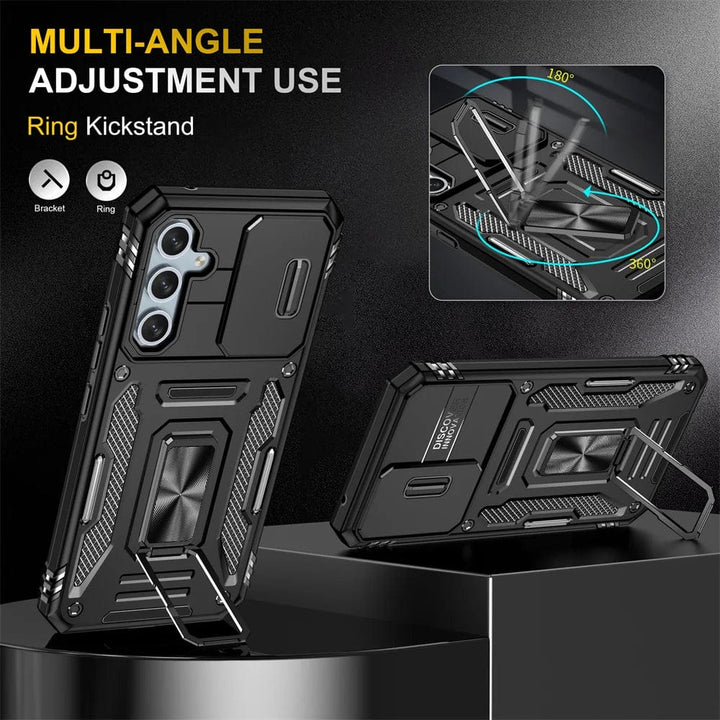 Magnetic Case With Kickstand & Camera Cover For Samsung A Series
