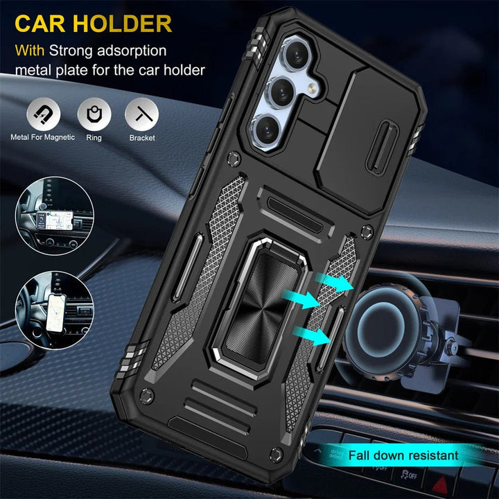 Magnetic Case With Kickstand & Camera Cover For Samsung A Series