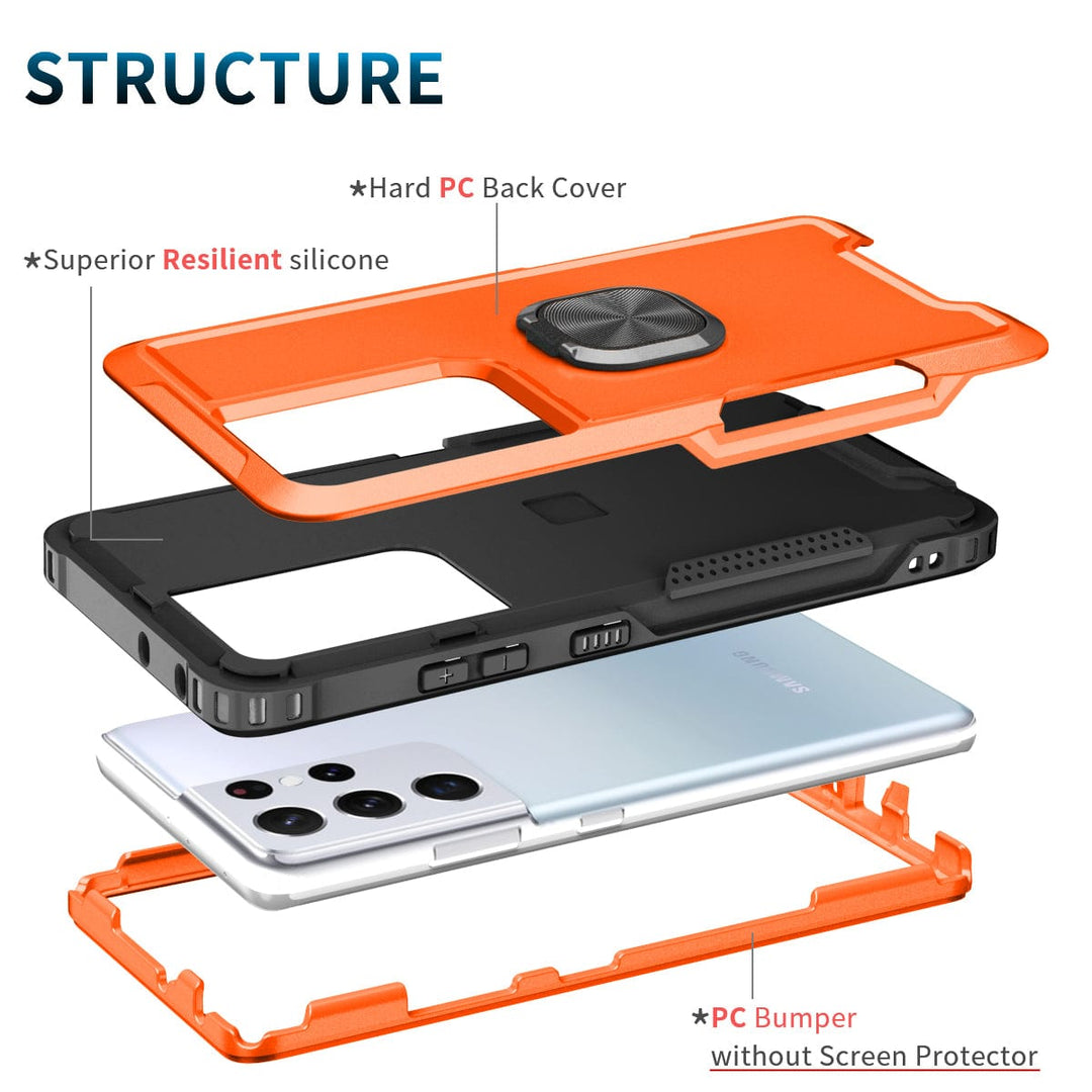 Heavy Duty Magnetic Case With Ring Grip For Samsung Galaxy