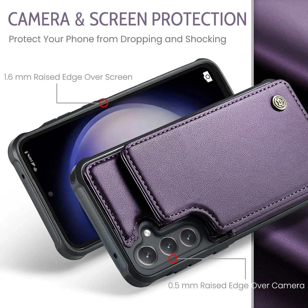 RFID Flip Leather Wallet Case For Samsung Galaxy