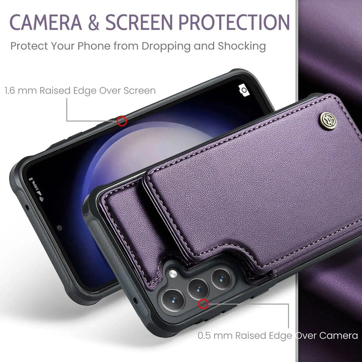 RFID Flip Leather Wallet Case For Samsung Galaxy