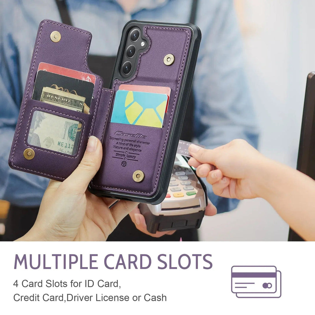 RFID Flip Leather Wallet Case For Samsung Galaxy