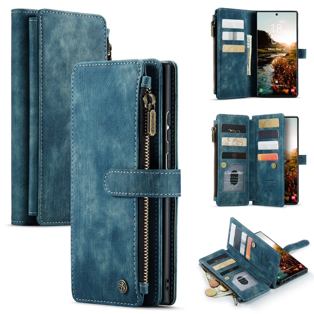 Zipper Leather Wallet Case For Samsung Galaxy