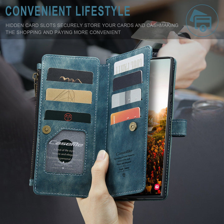 Zipper Leather Wallet Case For Samsung Galaxy