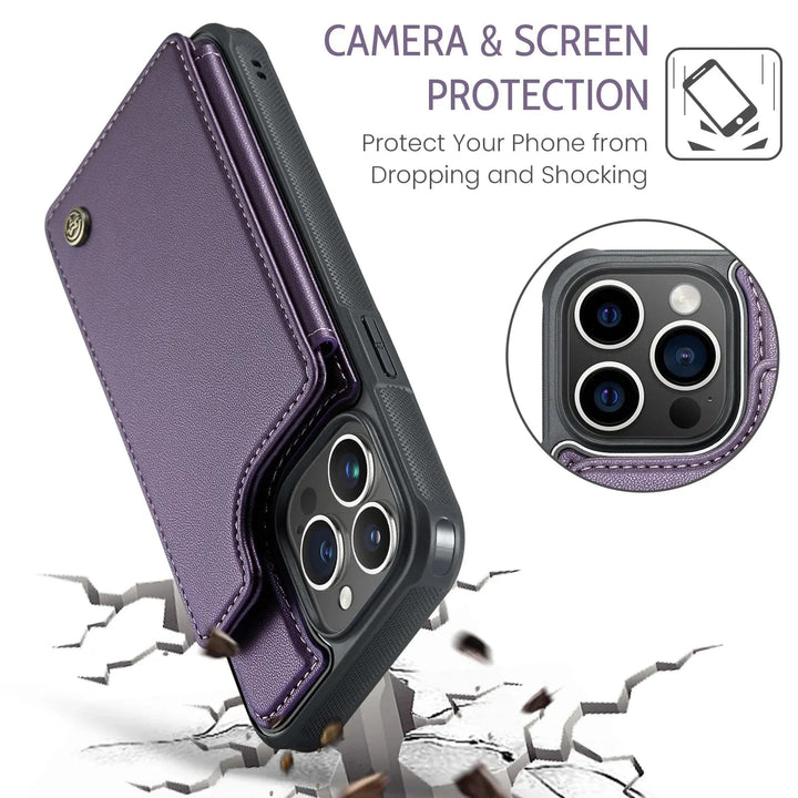 RFID Flip Leather Wallet Phone Case