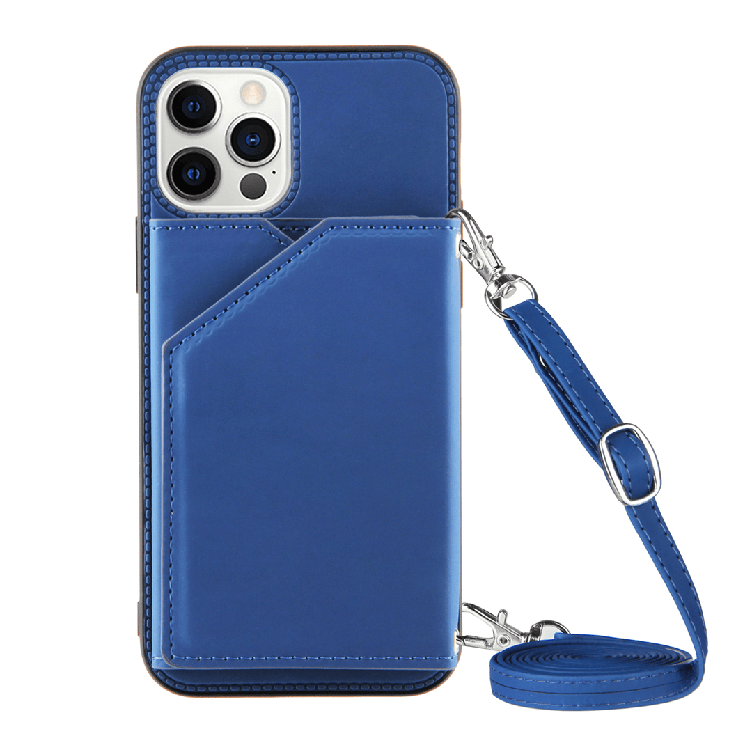 Crossbody Leather Wallet Phone Case iPhone 14 / Blue CM20220415-A-01-iPhone 14-Blue
