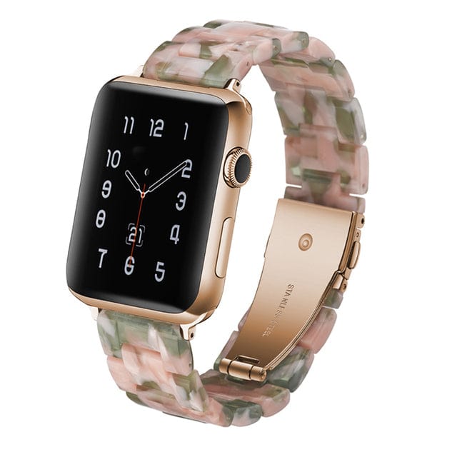 Marbled Resin Watch Band Pink Green Marble / 38mm, 40mm & 41mm DP180711S02