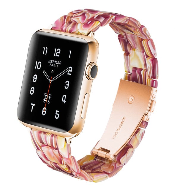 Marbled Resin Watch Band Pink Flowery Marble / 38mm, 40mm & 41mm DP180711S35