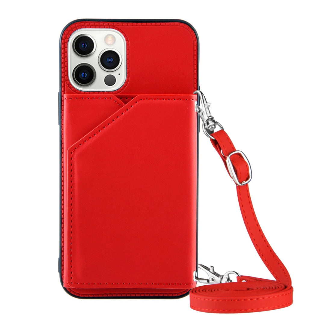 Crossbody Leather Wallet Phone Case iPhone 14 / Red CM20220415-A-01-iPhone 14-Red