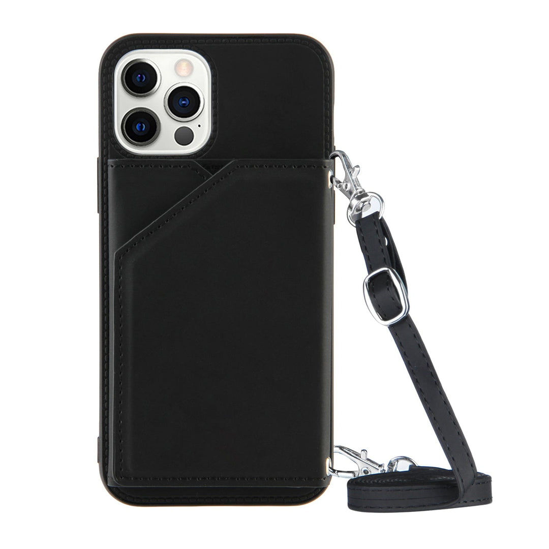 Crossbody Leather Wallet Phone Case iPhone 14 / Black CM20220415-A-01-iPhone 14-Black