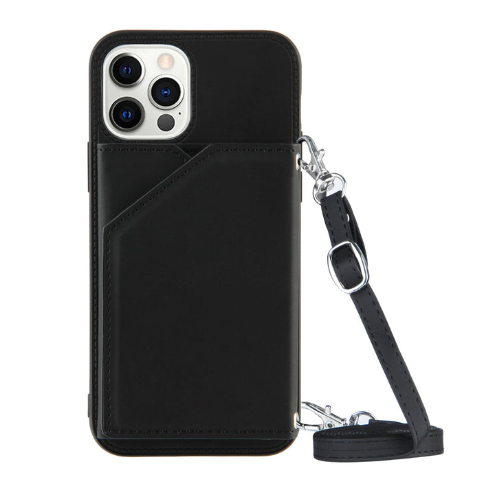 Crossbody Leather Wallet Phone Case iPhone 14 / Black CM20220415-A-01-iPhone 14-Black