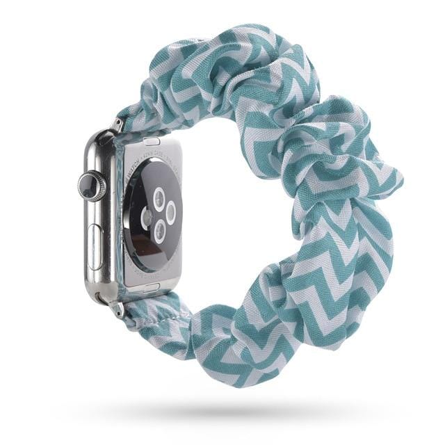 Scrunchie Watch Band Turkish Blue Zigzag / 38mm, 40mm & 41mm DP191033S01