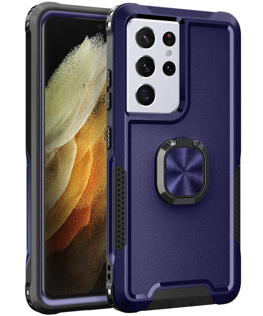 Heavy Duty Magnetic Case With Ring Grip For Samsung Galaxy Galaxy S10 / Blue CM20220509-B-02-Samsung S10-Blue+Black