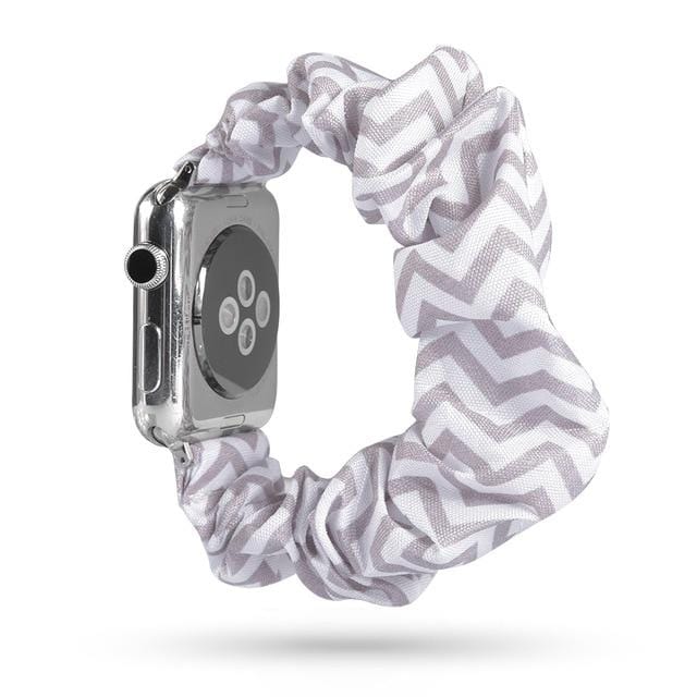 Scrunchie Watch Band Gray White Zigzag / 38mm, 40mm & 41mm DP191033S21