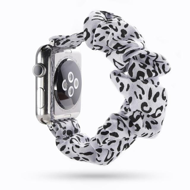 Scrunchie Watch Band Black & White Leopard Print / 38mm, 40mm & 41mm DP191033S04
