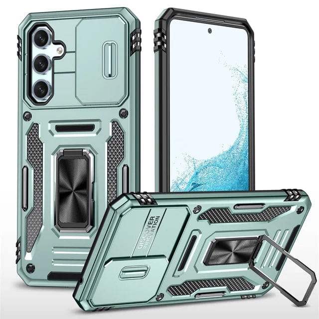 Magnetic Case With Kickstand & Camera Cover For Samsung A Series Galaxy A34 / Green CM20221010-B-05-Samsung A34-Mid-night Green