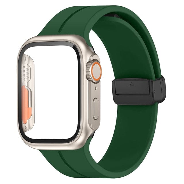 Magnetic Buckle Sports Watch Band With Case Army Green / 45mm DP2211041L09&DP2303133L01
