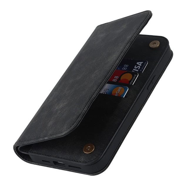Leather Wallet Phone Case With Magnetic Charging
