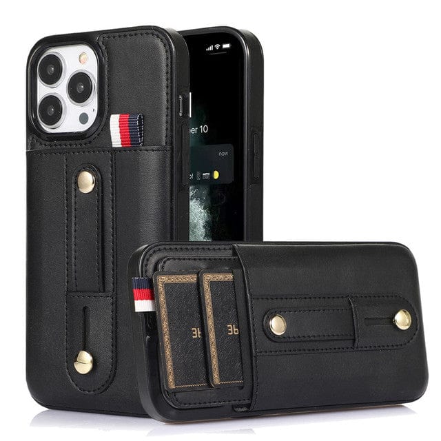 Leather Card Holder Phone Case With Kickstand iPhone 7/ 8 / Black CM220811-05-iPhone 7/8-Black
