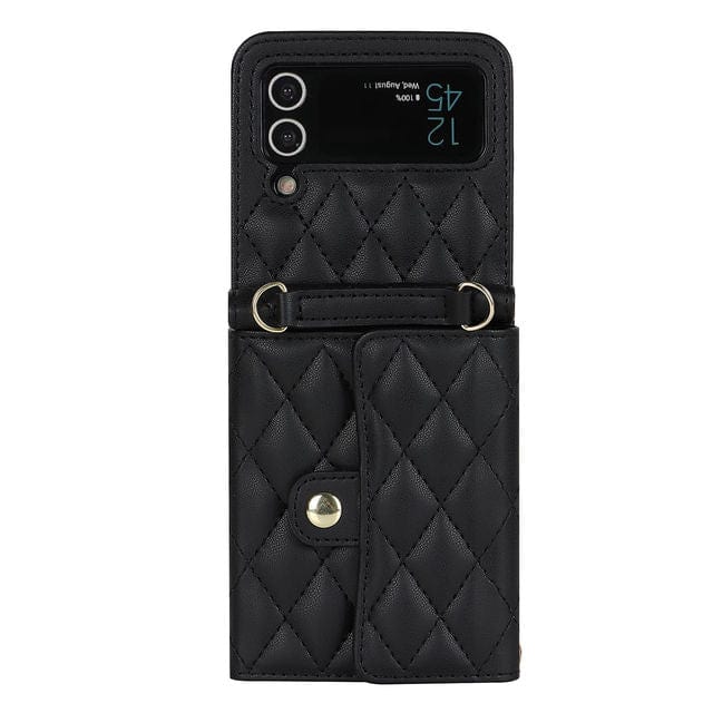 Crossbody Leather Wallet Case For Samsung Z Flip Samsung Z Flip 3 / Black CM20230714-A-01-Samsung Z Flip 3-Black